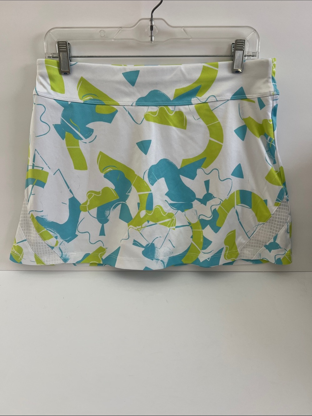 Grand Slam White Skort with Teal & Lime Abstract Print